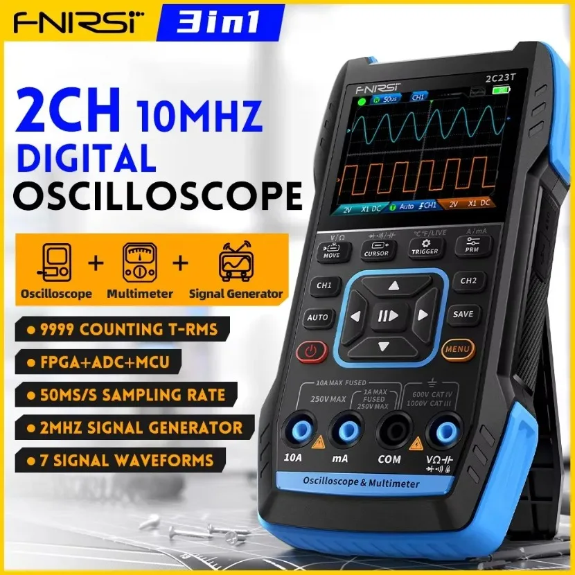 Fnirsi Digital Oscilloscope Handheld - FNIRSI 2C23T: osciloscopio digital portátil y